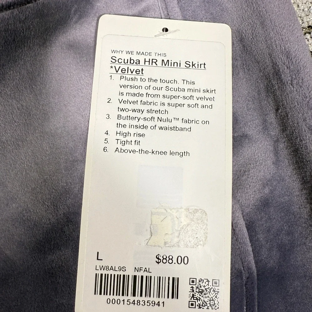 NEW! Lululemon Scuba‎ High-Rise Mini Skirt Velvet Purple Nightfall size L